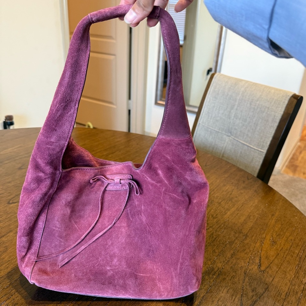 Lucky Brand Plum Suede Bag with Floral Lining